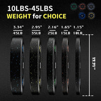 Dischi Paraurti Garvee da 45 libbre per Festa del Papà: Pesi in Gomma 2" con Anello Acciaio, Colorati e Ammortizzanti per Allenamento Forza Casa