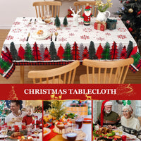 Garvee Nappe De Noël rettangolare 137x200 cm con motivo a spillo, venature del legno, cotone, facile da pulire, decorazione natalizia, runner da tavola festivo