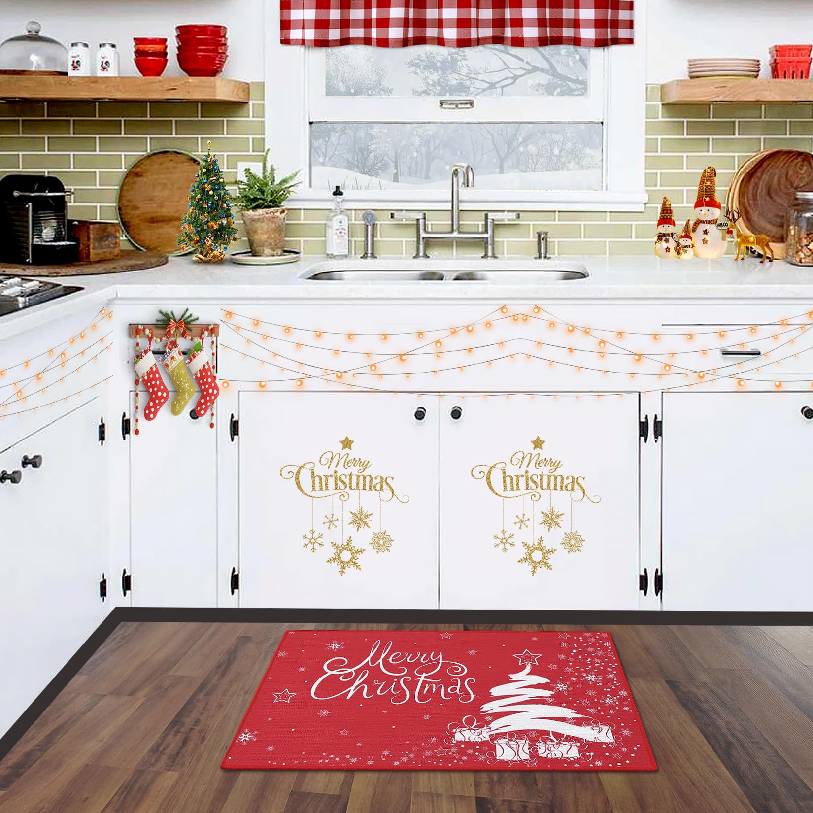 Garvee Zerbino Natalizio 40x60cm Antiscivolo Lavabile Imitazione Canapa Festivo Sicuro Bambini Animali Ingressi Terrazze
