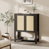 Garvee Porta Scarpe Mobile in Rattan Alto 102 cm, Scaffali Regolabili, Design Rustico in Legno, Grigio Rovere, per Ingresso e Camera - Gray Oak