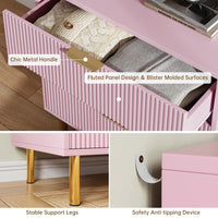Cassettiera Garvee Modern Pink a 3 cassetti con maniglie dorate per camera da letto e soggiorno, 28"x17"x30", legno MDF