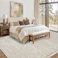 Tappeto a pelo corto Garvee per soggiorno/camera da letto, 200x290 cm, beige, lavabile, antiscivolo, soffice