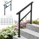 Garvee Corrimano per Scale Esterno in Alluminio con Kit Installazione, Regolabile, Nero, Resistente alle Intemperie, Sicuro per Scale in Cemento e Veranda - 