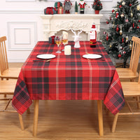 Tovaglia natalizia Garvee rossa impermeabile a quadri 137x228 cm, lavabile e antipolvere, per la decorazione festiva della cucina