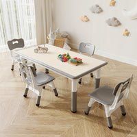 Set tavolo e 4 sedie per bambini Garvee, altezza regolabile con piano del tavolo decorato con graffiti, gambe antiscivolo per casa e asilo