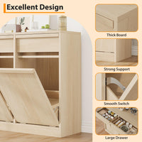 Pattumiera Garvee Modern da 37.85 L, a prova di animali domestici, in legno, autoportante per cucina e soggiorno, salvaspazio, sistema di inclinazione