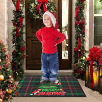 Garvee Zerbino Natalizio Antiscivolo con Albero di Natale e Babbo Natale, Poliestere Effetto Lino, 40x80 cm, Per Uso Interno ed Esterno, Rosso e Verde