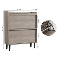 Scarpiera Garvee con 2 cassetti a scomparsa, ripiano regolabile, legno MDF, salvaspazio, robusta, grigia, per corridoio e soggiorno