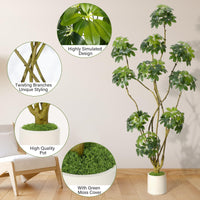 Garvee, albero artificiale da interni alto 7 piedi, ombrellone multi-stelo Schefflera bianco, fioriera in PE, stabile e facile da curare, per casa e ufficio