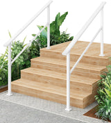 Garvee Corrimano per Scale Esterne in Metallo Regolabile 2-5 Gradini Presa Antiscivolo Alluminio Resistente Sicurezza Anziani Interno ed Esterno - Bianco