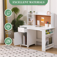 Set da scrivania per bambini Garvee con ripiano, lavagna magnetica, cassetto per ragazzi e ragazze, età 3-8 anni, bianco, sala studio