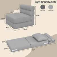 Divano letto pieghevole Garvee, memory foam, tessuto di lino, versatile e salvaspazio, per soggiorno e ufficio, 78"L x 26,3"W x 6,3"H, beige