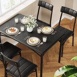 Set da pranzo Garvee da 5 pezzi, tavolo da pranzo rustico nero con sedie imbottite, per piccoli spazi, 44,33" L x 27,63" P x 30,03" H - Nero