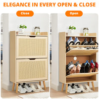 Scarpiera Garvee con 2 cassetti pieghevoli in rattan per corridoio e ingresso, 38,66x23,62x9,25 pollici, inodore, salvaspazio