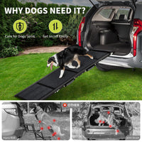 Rampa per cani Garvee per auto 63"x17" pieghevole antiscivolo in alluminio leggera e stabile per SUV e camion da viaggio all'aperto, nera