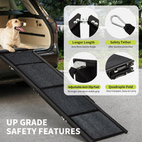 Rampa per auto Garvee Dog Ramp 71"x20" Rampa pieghevole in alluminio di grandi dimensioni con superficie antiscivolo per SUV, camion, cani di taglia media e grande, leggera e portatile, capacità di 270 libbre