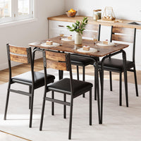 Set da pranzo Garvee per 4 persone, quadrato, con sedie imbottite, piano in MDF, struttura robusta in metallo, salvaspazio, per cucina e sala da pranzo