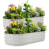 Garvee Letto Da Giardino Rialzato Zincato 122x61x30cm Resistente Alla Ruggine Acciaio Zincato Per Orto E Fiori - Bianco