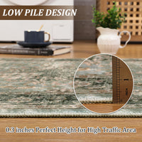 Tappeto vintage lavabile Garvee 80x150 cm antiscivolo verde antico per soggiorno, camera da letto, cucina, corridoio