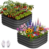 Garvee Letto Da Giardino Rialzato In Acciaio Zincato, 2 Pezzi, 2x2x1 FT, Grigio Scuro, Ideale Per Orto E Fiori
