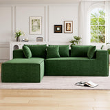Garvee Divano Modulare Angolare a L in Chenille Verde, Schiuma ad Alta Densità, Soggiorno e Camera, Moderno, Senza Montaggio - Verde