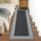 Garvee Tappeto Corto Lavabile 60x230cm Nero Antiscivolo Resistente Macchie Morbido Design Minimalista Soggiorno Camera Corridoio - Nero