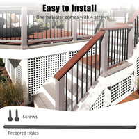 GARVEE Balaustre per terrazze in alluminio piatte e dritte da 32-1/4 pollici con viti, confezione da 50 ringhiere per portici scanalate, ringhiere per terrazze con balaustra per scale, ringhiere per terrazze e scale, nero opaco