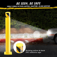 Garvee Safety Bollard 36 pollici in acciaio riflettente resistente alle intemperie per parcheggi e marciapiedi giallo