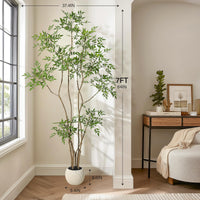Pianta artificiale da interno Garvee, albero Nandina da 2,1 m con vaso bianco, realistica, facile da pulire, in plastica, decorazione per soggiorno e ufficio