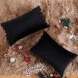 Cuscino in velluto Garvee con nappe, cerniera nascosta, 12x20 pollici, nero, rettangolare, per soggiorno