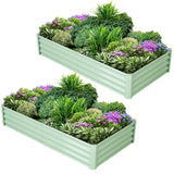 Garvee Letto da Giardino Rialzato in Metallo Zincato 137x61x30 cm Verde per Esterni e Balconi Doppio Strato Anticorrosione - Green