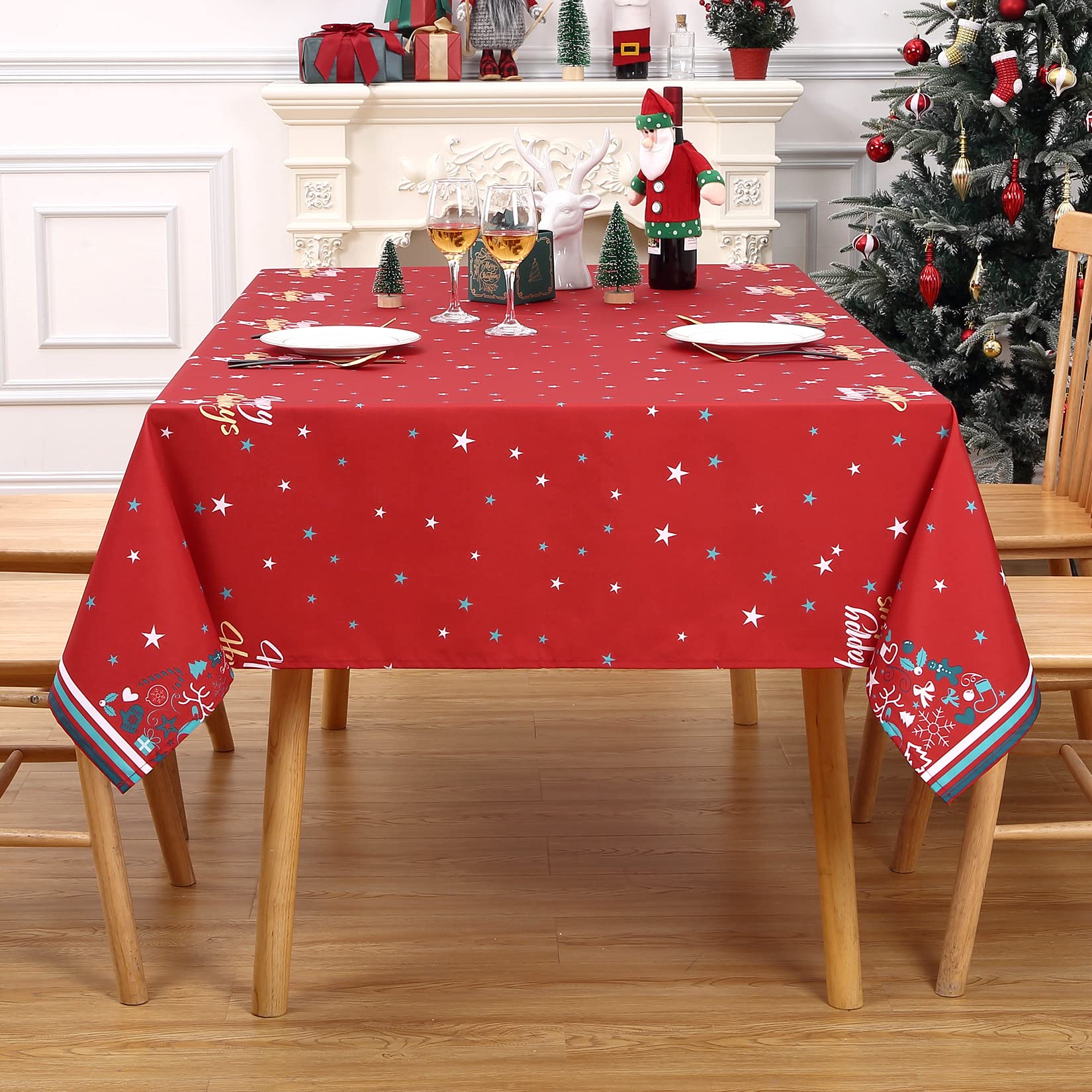 Tovaglia Garvee rossa bianca rettangolare 54x70 in poliestere impermeabile antimacchia per cucina, feste, campeggio