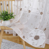 Tende in voile GARVEE con motivo floreale, semitrasparenti, in poliestere leggero, marrone, 140x245 cm, per cucina e bagno - Marrone