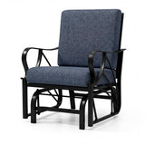 Garvee Sedia a Dondolo Glider da Esterno con Cuscino Rimovibile, Telaio in Metallo Robusto, Blu, per Giardino e Patio - Blue