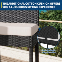 Set di 2 sgabelli da bar per esterni in vimini Garvee - Ergonomici e resistenti alle intemperie - Struttura in rattan PE e acciaio - Altezza seduta 28" - Per giardino e patio - Nero