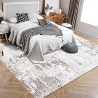 Tappeto moderno astratto Garvee 200x290cm, antiscivolo, lavabile in lavatrice, a pelo corto, beige, per soggiorno e camera da letto