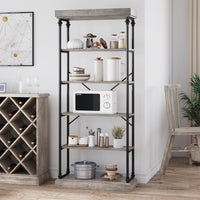 Libreria Garvee Industrial a 6 ripiani con struttura in metallo per soggiorno e ufficio, 73,6"x31,5"x11,8", stile vintage