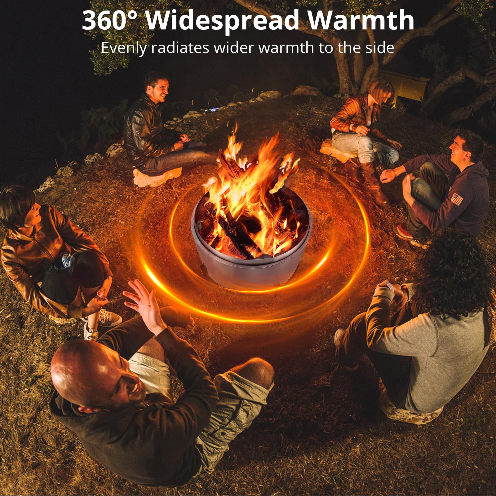 Braciere Garvee da 32 pollici senza fumo per esterni, in acciaio inossidabile a doppia parete con maniglie, per campeggio e patio