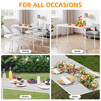 Tavolo pieghevole Garvee a 4 gambe con gambe in metallo e piano in similpelle per uso interno ed esterno, 120x60 cm, grigio, robusto e pieghevole