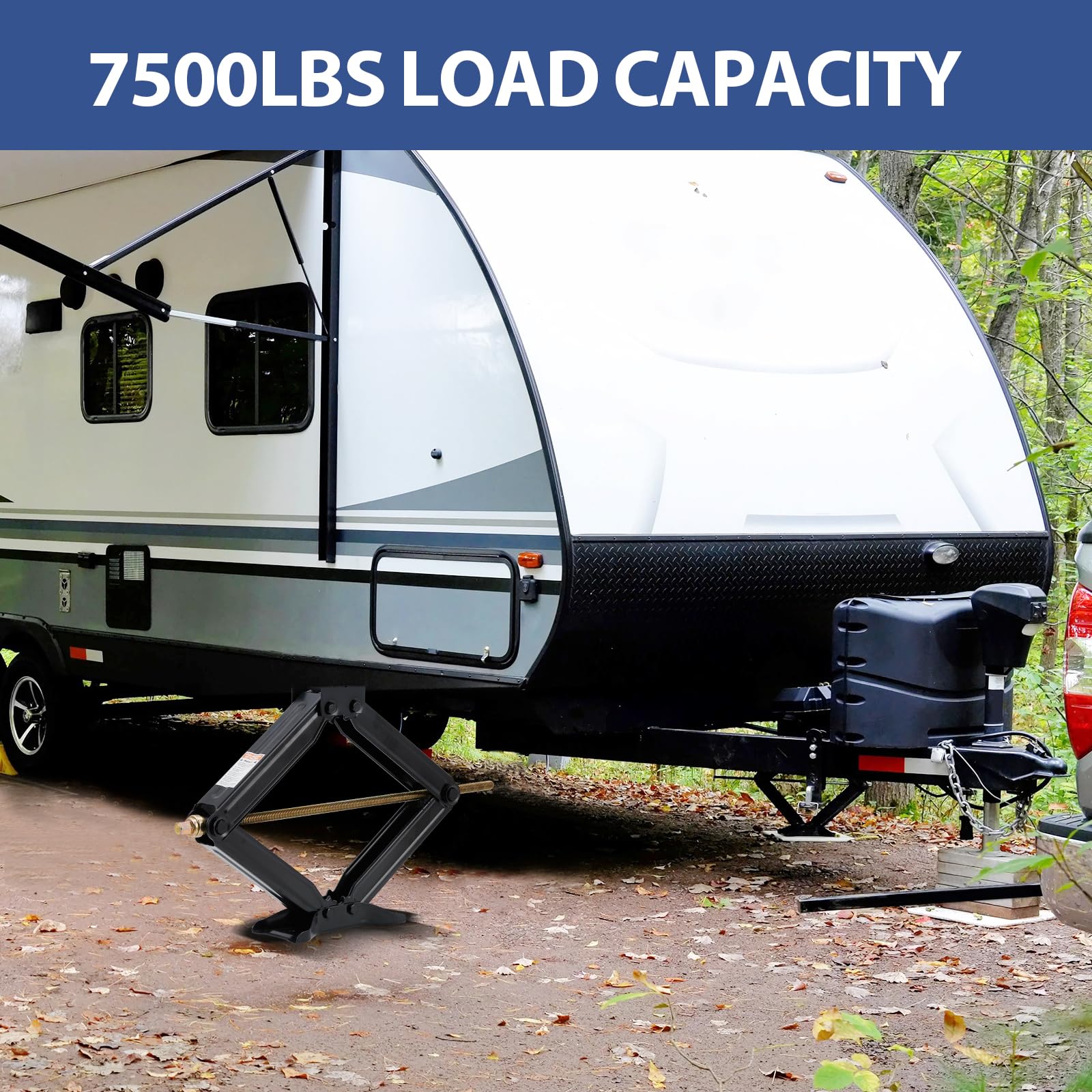 Stabilizzatore per rimorchio da camper Garvee, cric a forbice, capacità di sollevamento di 7500 libbre, altezza regolabile, 4"-24" in acciaio verniciato a polvere per campeggio in roulotte