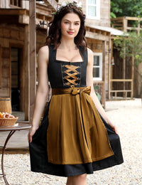 Garvee Dirndl corto da donna, elegante abito tradizionale Oktoberfest, nero, taglie 34-48