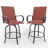 Garvee Set 2 Sgabelli da Bar Girevoli 360° con Schienale Alto e Braccioli, Tessuto Textilene, Altezza Bar, Patio e Giardino, Nero - Red
