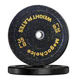 Garvee 2 pezzi 15.88 kg dischi bilanciere in gomma per sollevamento pesi con anello in acciaio per palestra domestica fitness, 5.08 cm, multicolore - Giallo