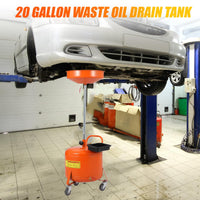 Garvee, vasca di raccolta dell'olio da 20 galloni con regolazione dell'altezza, ruote a 360° da 38 a 65 pollici, acciaio verniciato a polvere, anti-perdita, officina e garage