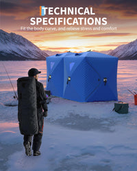 Tenda da pesca sul ghiaccio Garvee Pop-Up, tessuto Oxford 210D, isolata, antivento, per 6-8 persone, pesca invernale, con ancore e corde