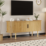 Garvee Porta TV Mobile 120 cm Rovere, Consolle Moderna, 6 Scomparti, Porta Scorrevole Silenziosa, Design Mid-Century, Versatile per Soggiorno e Camera - Quercia