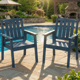 Garvee Set 2 Sedie Da Pranzo Patio Outdoor In HDPE Blu Navy Per Giardino E Piscina Robustezza E Comfort - Navy Blue