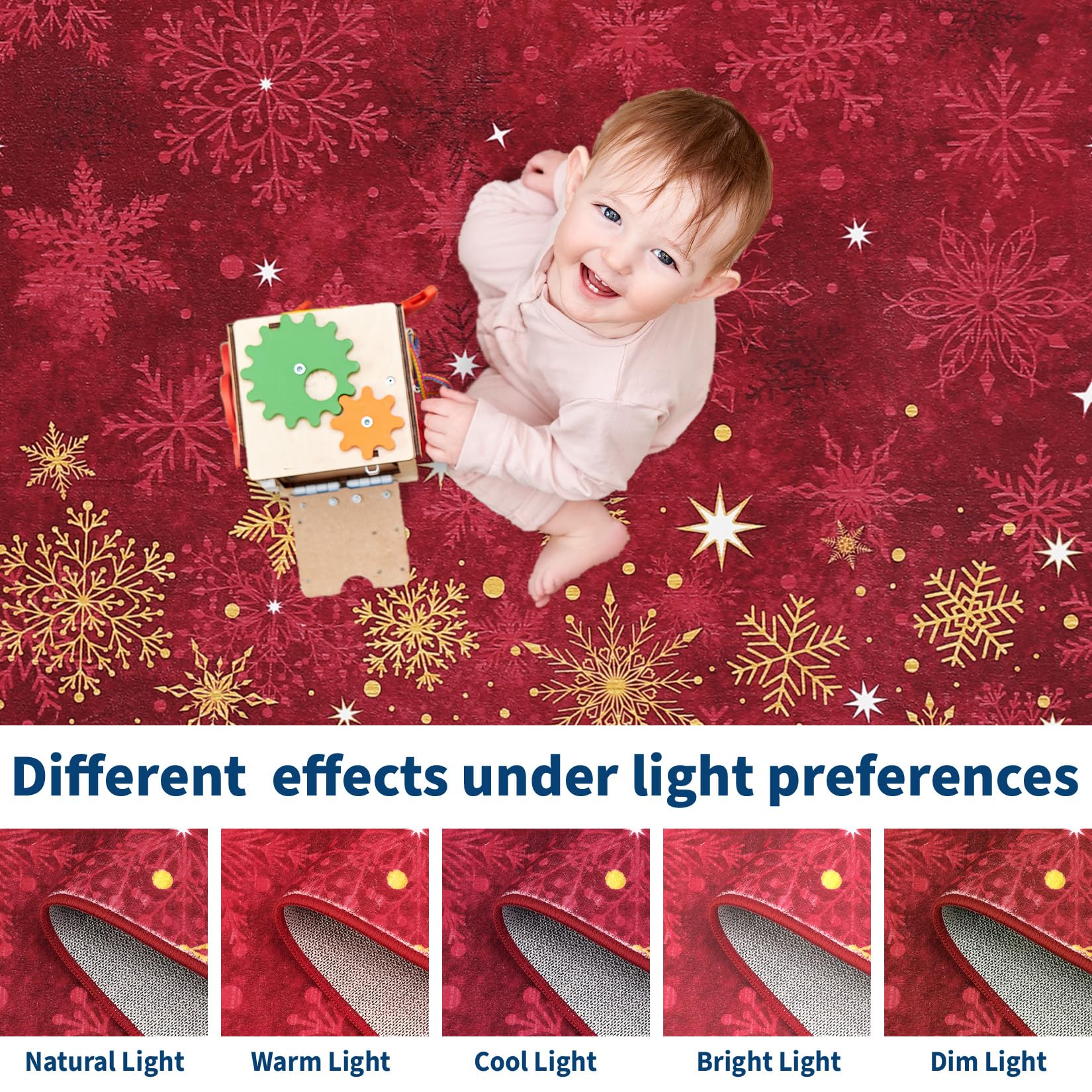 Tappeto per soggiorno Garvee, tappeto natalizio rosso lavabile, 120x170 cm, per camera da letto, cucina, sala da pranzo, ufficio