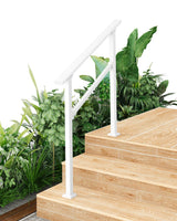 Garvee Corrimano per Scale Esterno in Metallo Regolabile Altezza e Angolo Verniciato Bianco Resistente Intemperie - White