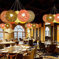 Lampada a sospensione Garvee rotonda, semplice, in rattan intrecciato a mano, accessorio paralume, diametro 15 cm, multicolore